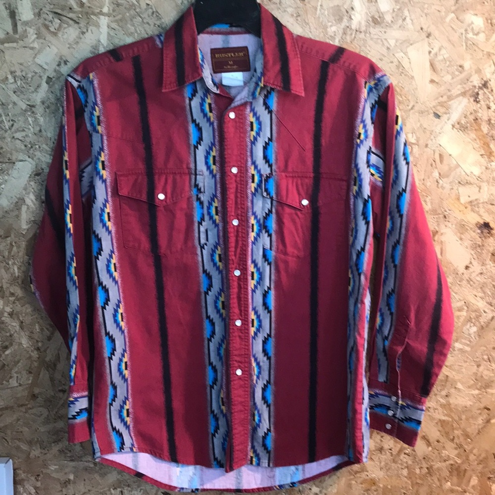 Vintage Rustler Western Pearl Snap Long Sleeve Med